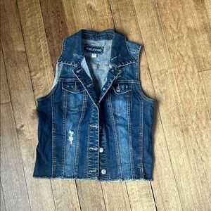Maurices Distressed Dark Blue Denim Vest
